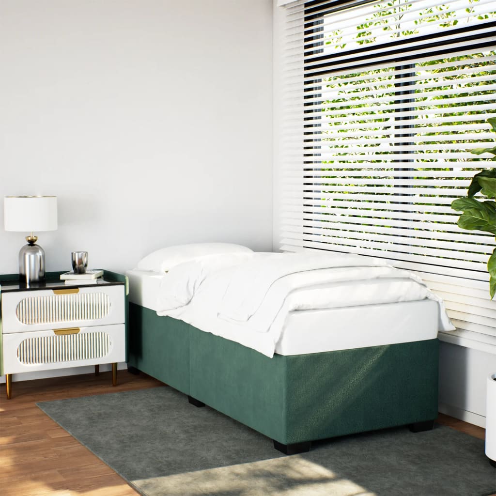 Bedframe zonder matras 90x200 cm fluweel donkergroen is nu te koop bij PeponiXL, paradijselijk wonen!