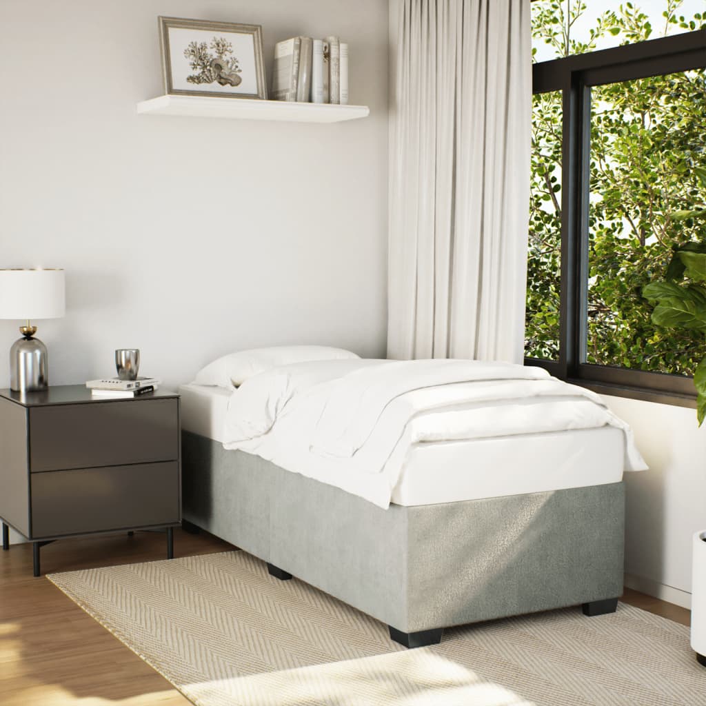 Bedframe zonder matras 100x200 cm fluweel lichtgrijs is nu te koop bij PeponiXL, paradijselijk wonen!
