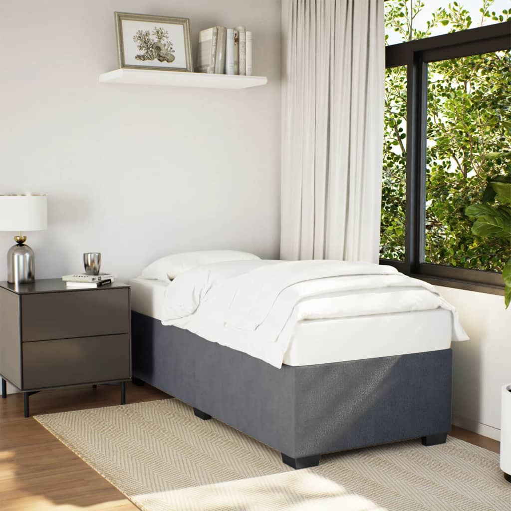 Bedframe zonder matras 100x200 cm fluweel donkergrijs is nu te koop bij PeponiXL, paradijselijk wonen!