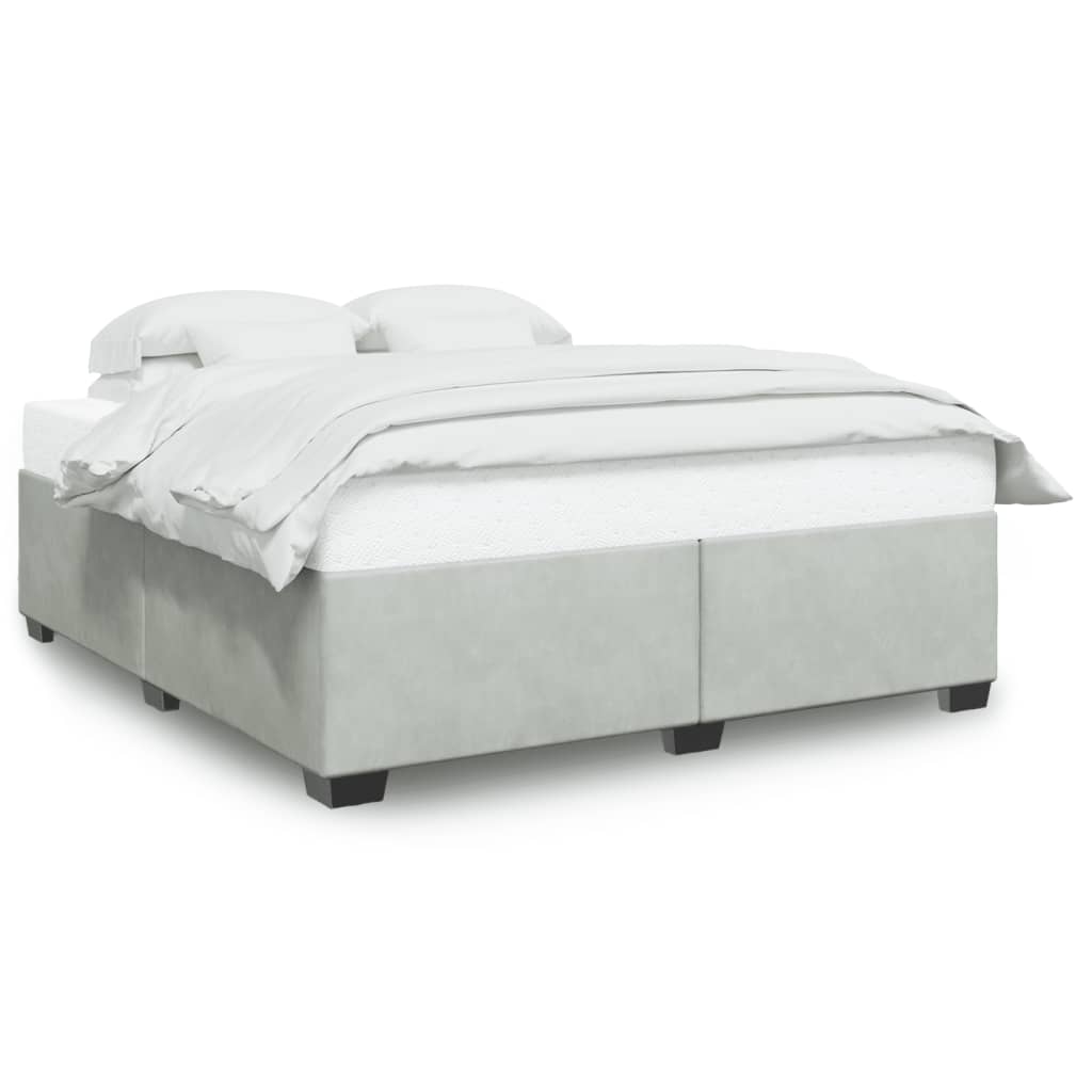 Bedframe zonder matras 200x200 cm fluweel lichtgrijs is nu te koop bij PeponiXL, paradijselijk wonen!