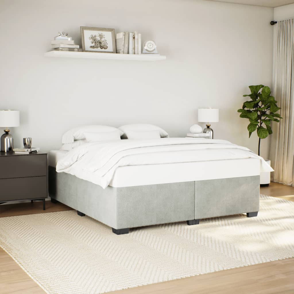 Bedframe zonder matras 200x200 cm fluweel lichtgrijs is nu te koop bij PeponiXL, paradijselijk wonen!