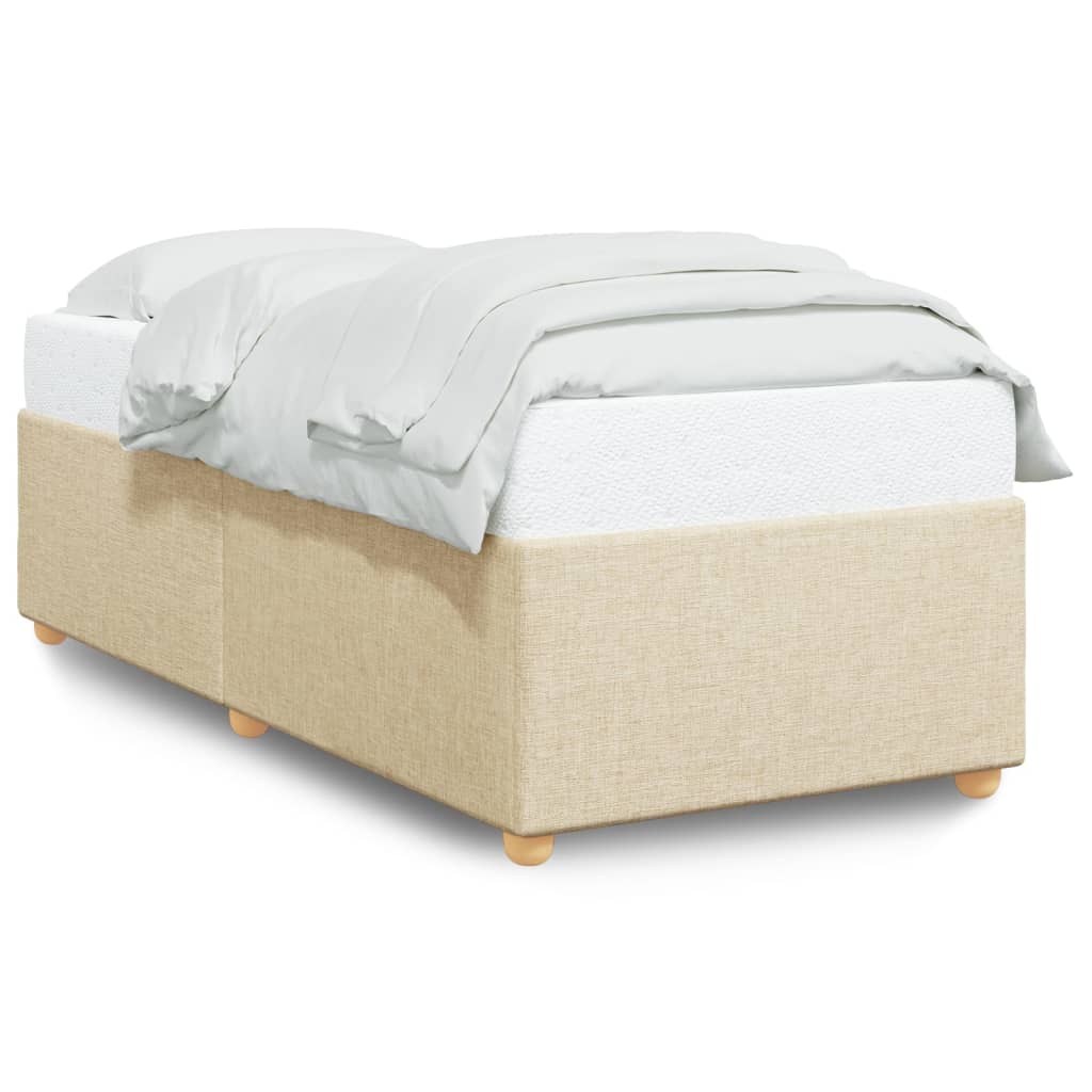 Bedframe zonder matras 90x190 cm stof crèmekleurig is nu te koop bij PeponiXL, paradijselijk wonen!