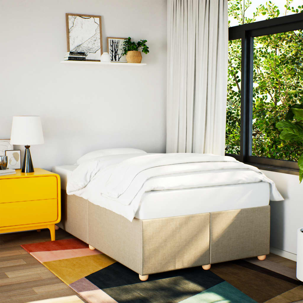 Bedframe zonder matras 120x190 cm stof crèmekleurig is nu te koop bij PeponiXL, paradijselijk wonen!
