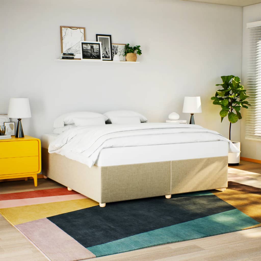 Bedframe zonder matras stof crèmekleurig 200x200 cm is nu te koop bij PeponiXL, paradijselijk wonen!
