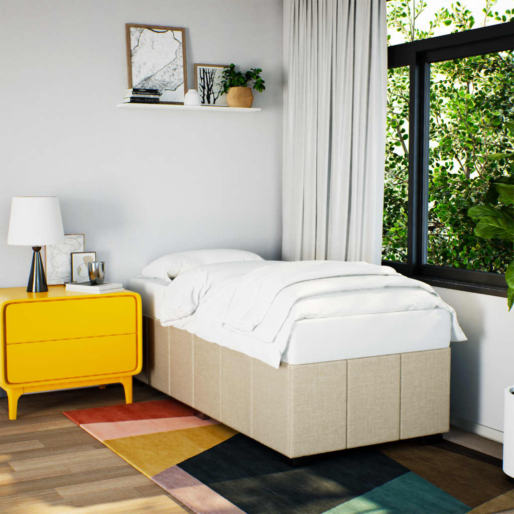 Bedframe zonder matras 80x200 cm stof crèmekleurig is nu te koop bij PeponiXL, paradijselijk wonen!