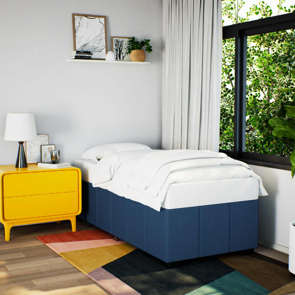 Bedframe zonder matras 90x200 cm stof blauw is nu te koop bij PeponiXL, paradijselijk wonen!