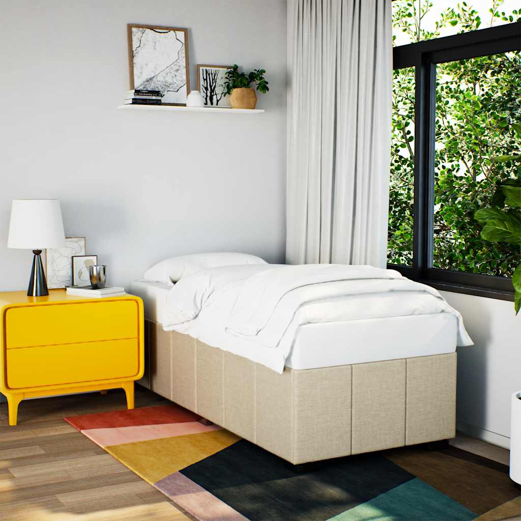 Bedframe zonder matras 100x200 cm stof crèmekleurig is nu te koop bij PeponiXL, paradijselijk wonen!