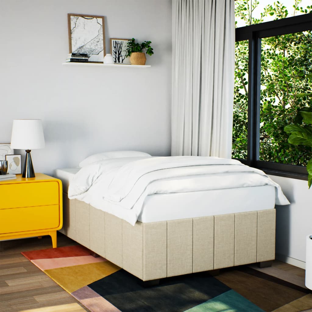 Bedframe zonder matras 120x200 cm stof crèmekleurig is nu te koop bij PeponiXL, paradijselijk wonen!