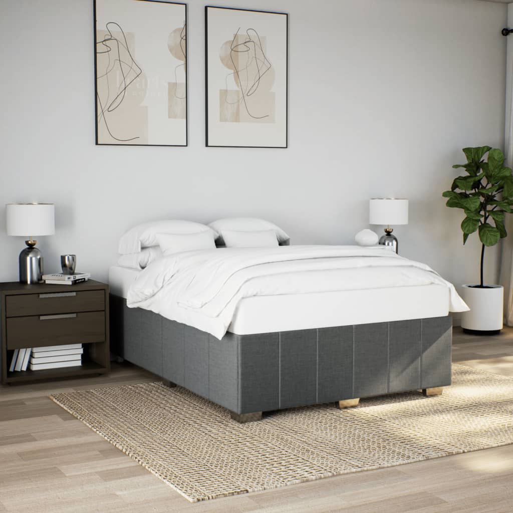 Bedframe zonder matras stof donkergrijs 140x190 cm is nu te koop bij PeponiXL, paradijselijk wonen!