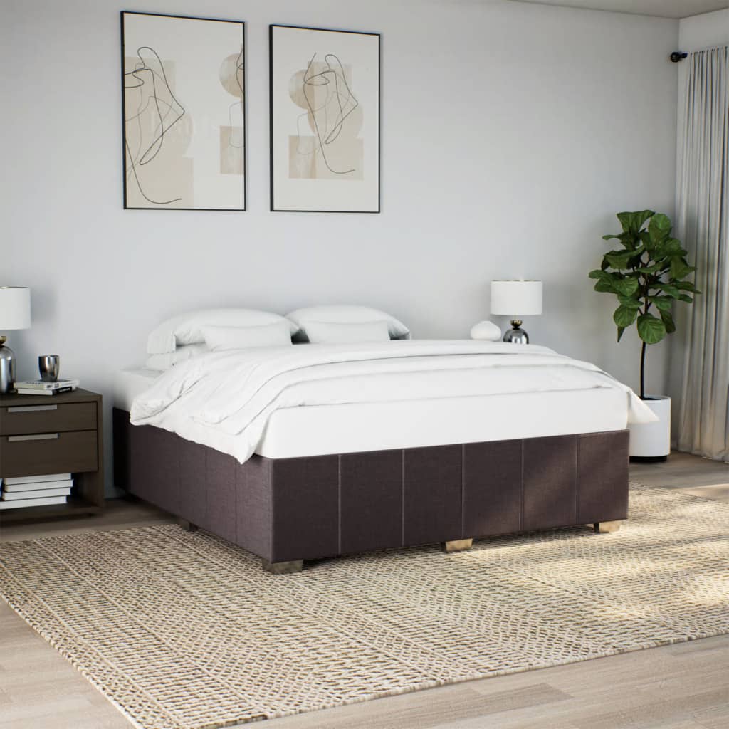 Bedframe zonder matras stof donkerbruin 200x200 cm is nu te koop bij PeponiXL, paradijselijk wonen!