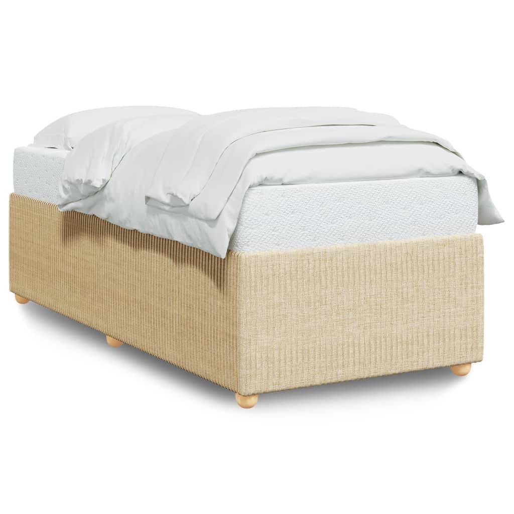 Bedframe zonder matras 80x200 cm stof crèmekleurig is nu te koop bij PeponiXL, paradijselijk wonen!