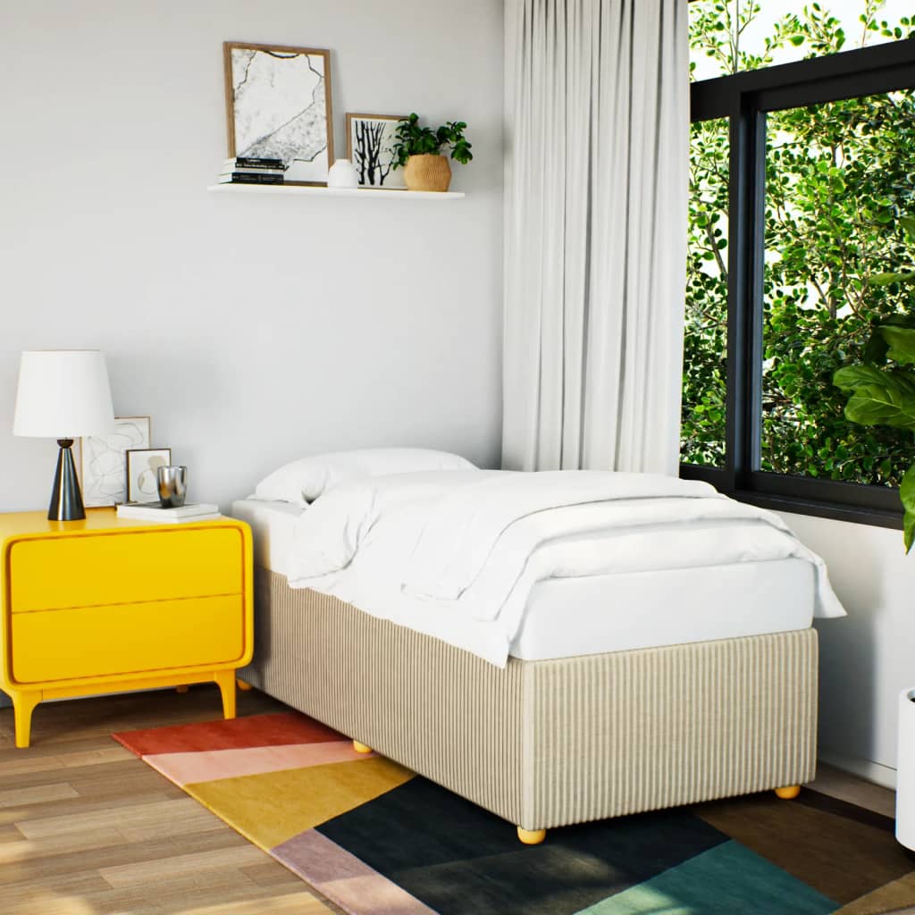 Bedframe zonder matras 80x200 cm stof crèmekleurig is nu te koop bij PeponiXL, paradijselijk wonen!