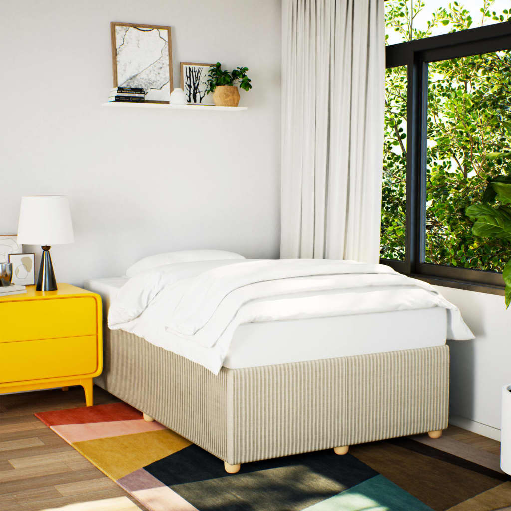 Bedframe zonder matras 120x200 cm stof crèmekleurig is nu te koop bij PeponiXL, paradijselijk wonen!