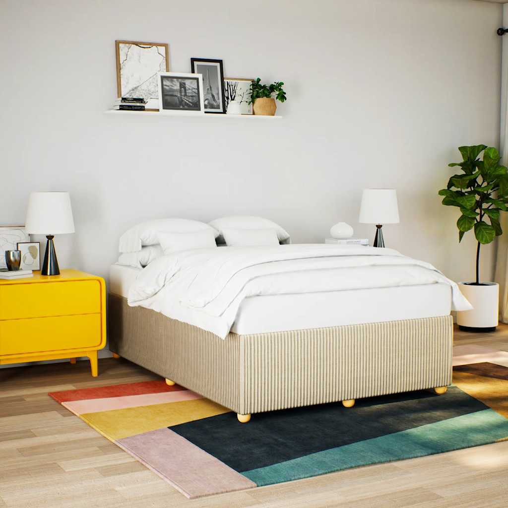 Bedframe zonder matras stof crèmekleurig 140x200 cm is nu te koop bij PeponiXL, paradijselijk wonen!