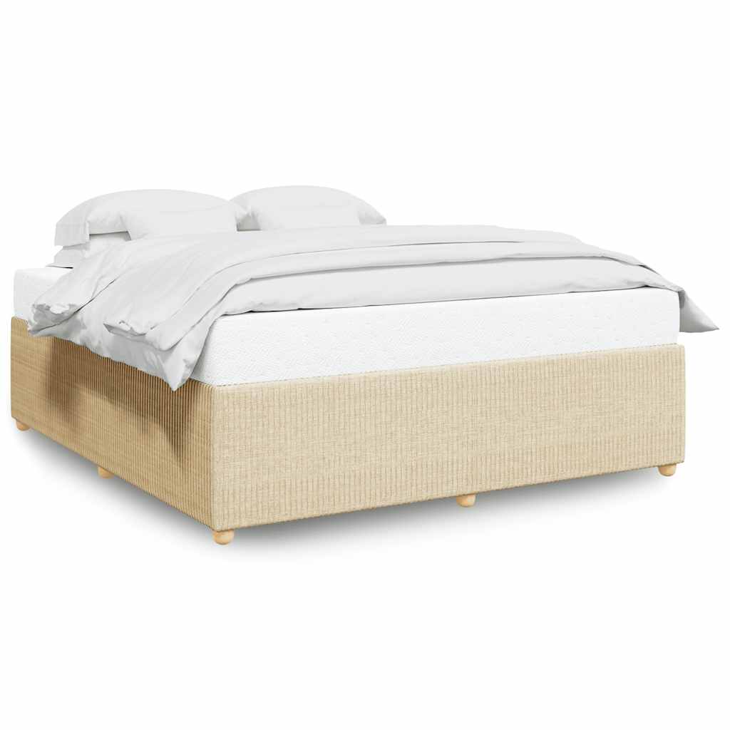 Bedframe zonder matras stof crèmekleurig 200x200 cm is nu te koop bij PeponiXL, paradijselijk wonen!