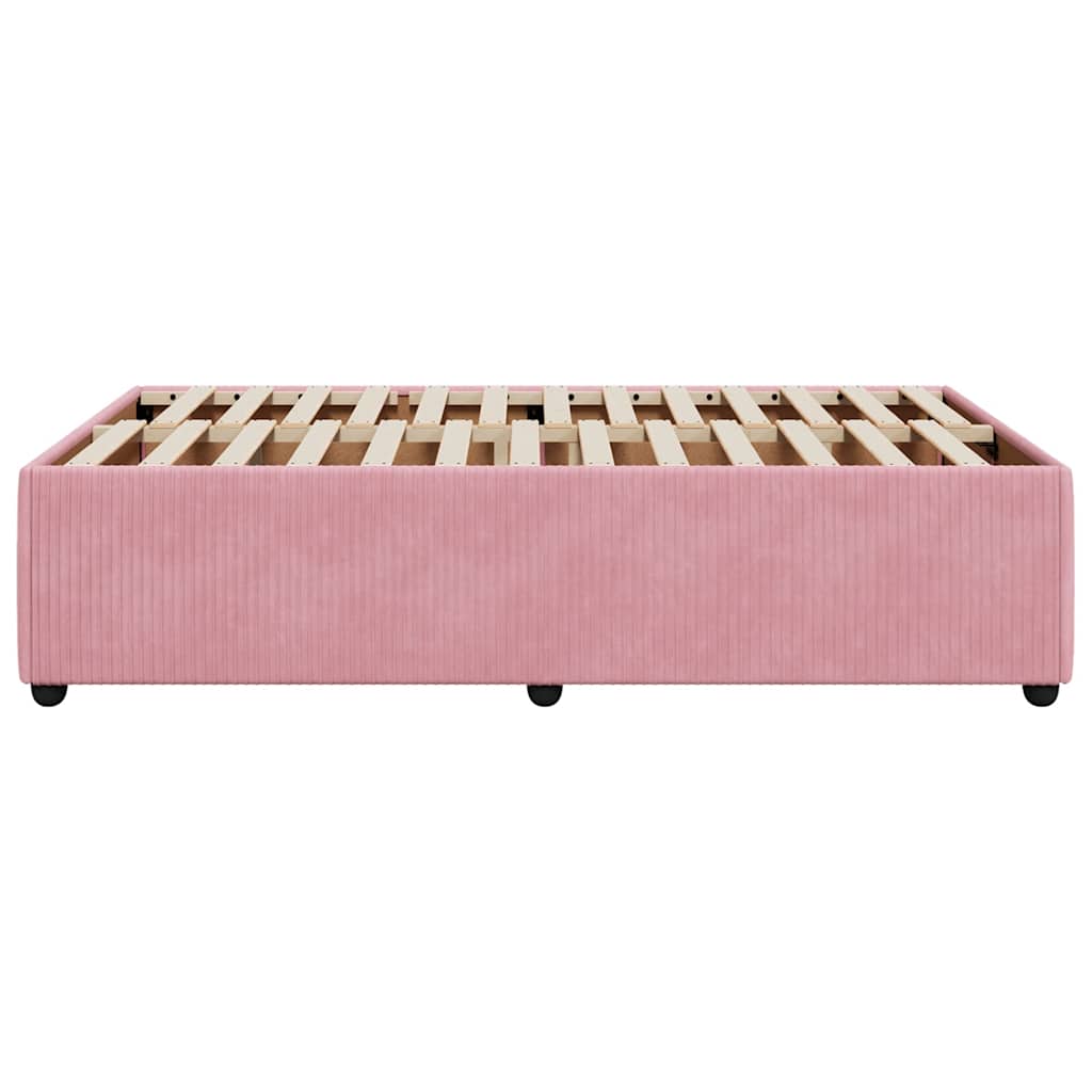 Bedframe zonder matras 120x190 cm fluweel roze is nu te koop bij PeponiXL, paradijselijk wonen!