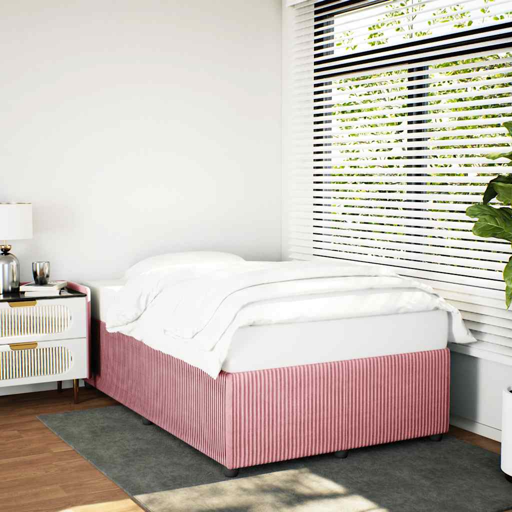 Bedframe zonder matras 120x190 cm fluweel roze is nu te koop bij PeponiXL, paradijselijk wonen!