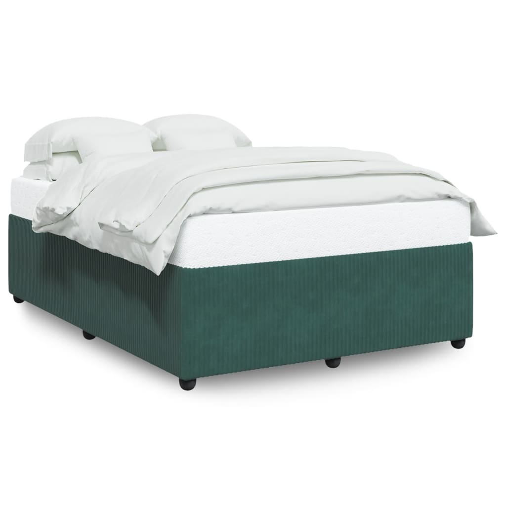 Bedframe zonder matras 140x200 cm fluweel donkergroen is nu te koop bij PeponiXL, paradijselijk wonen!