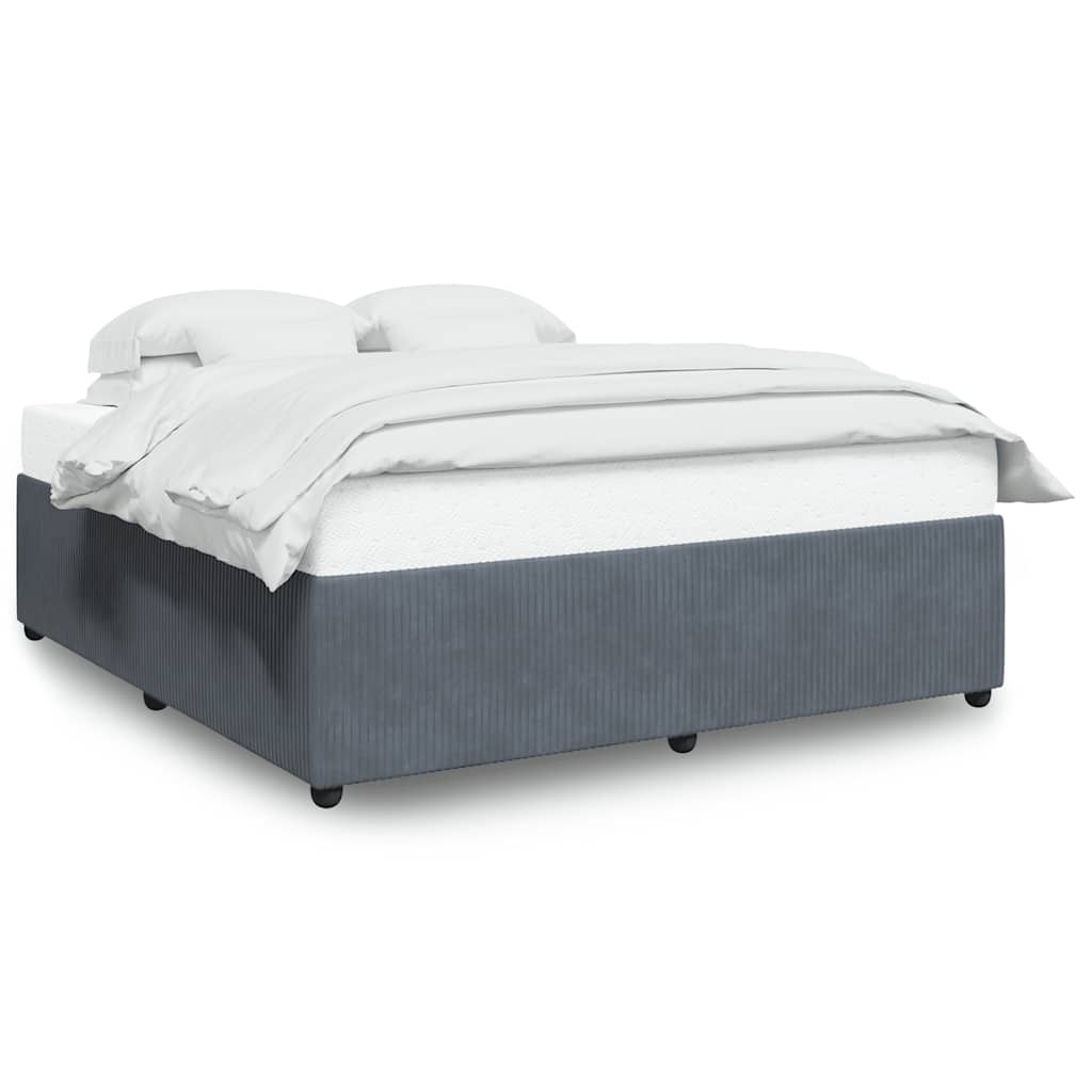 Bedframe zonder matras 200x200 cm fluweel donkergrijs is nu te koop bij PeponiXL, paradijselijk wonen!