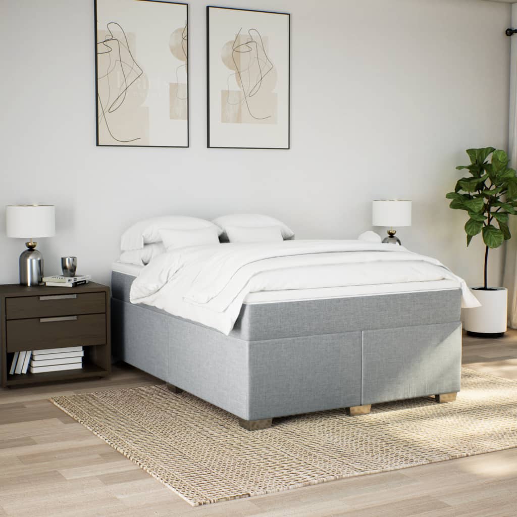 Boxspring met matras stof lichtgrijs 140x190 cm is nu te koop bij PeponiXL, paradijselijk wonen!