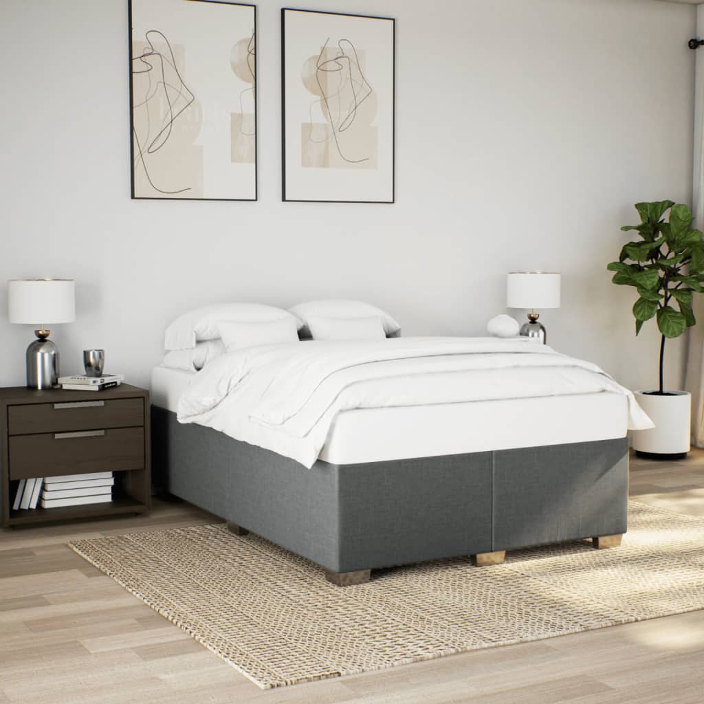 Boxspring met matras stof donkergrijs 140x190 cm is nu te koop bij PeponiXL, paradijselijk wonen!