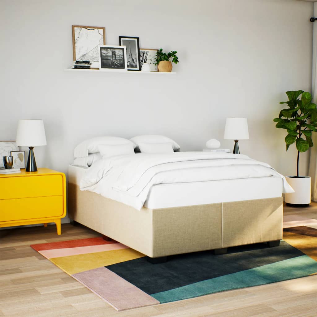 Boxspring met matras stof crèmekleurig 160x200 cm is nu te koop bij PeponiXL, paradijselijk wonen!