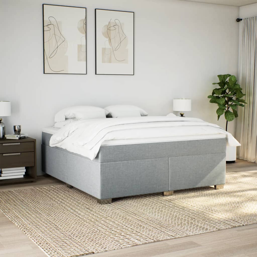 Boxspring met matras stof lichtgrijs 200x200 cm is nu te koop bij PeponiXL, paradijselijk wonen!