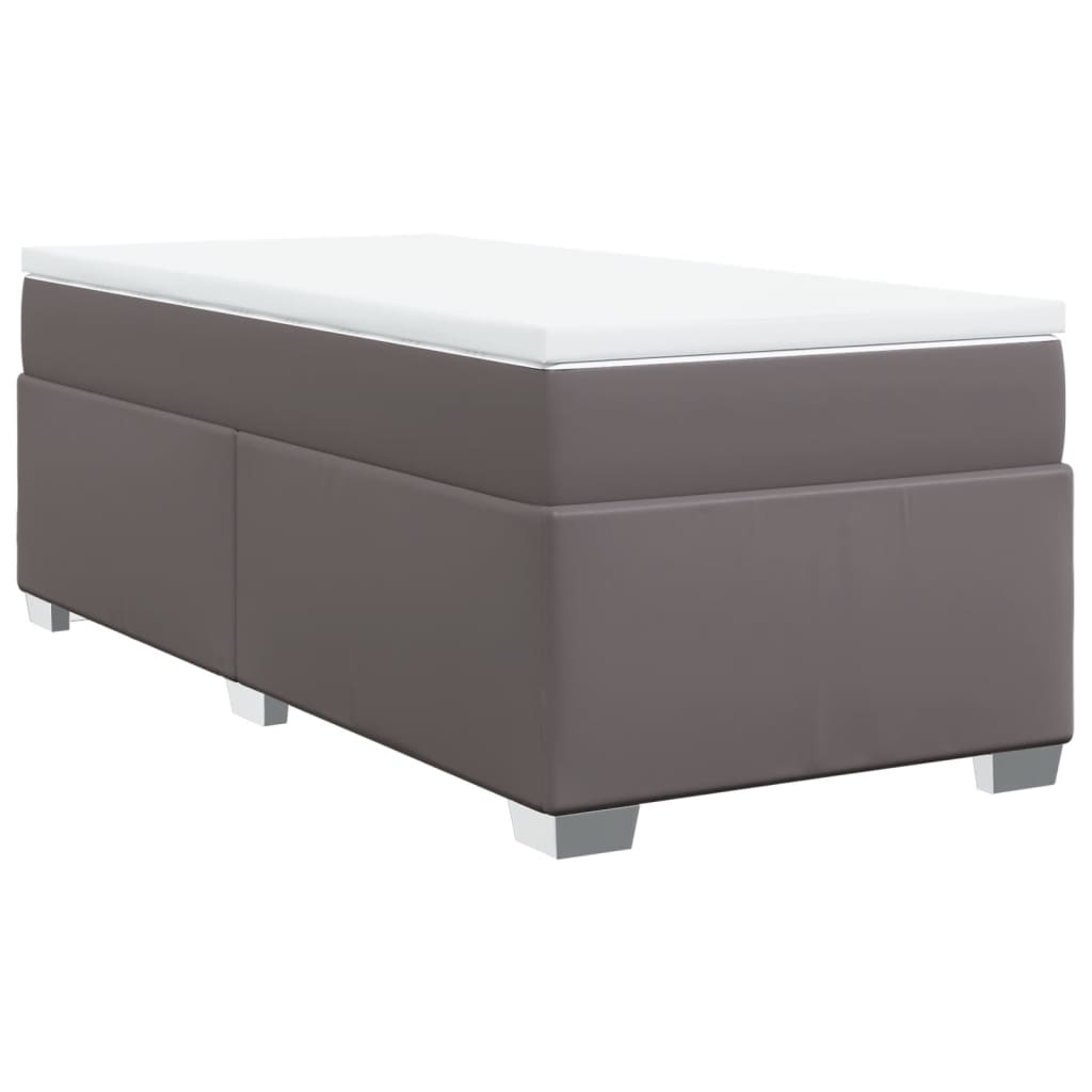 Boxspring met matras kunstleer grijs 80x200 cm is nu te koop bij PeponiXL, paradijselijk wonen!