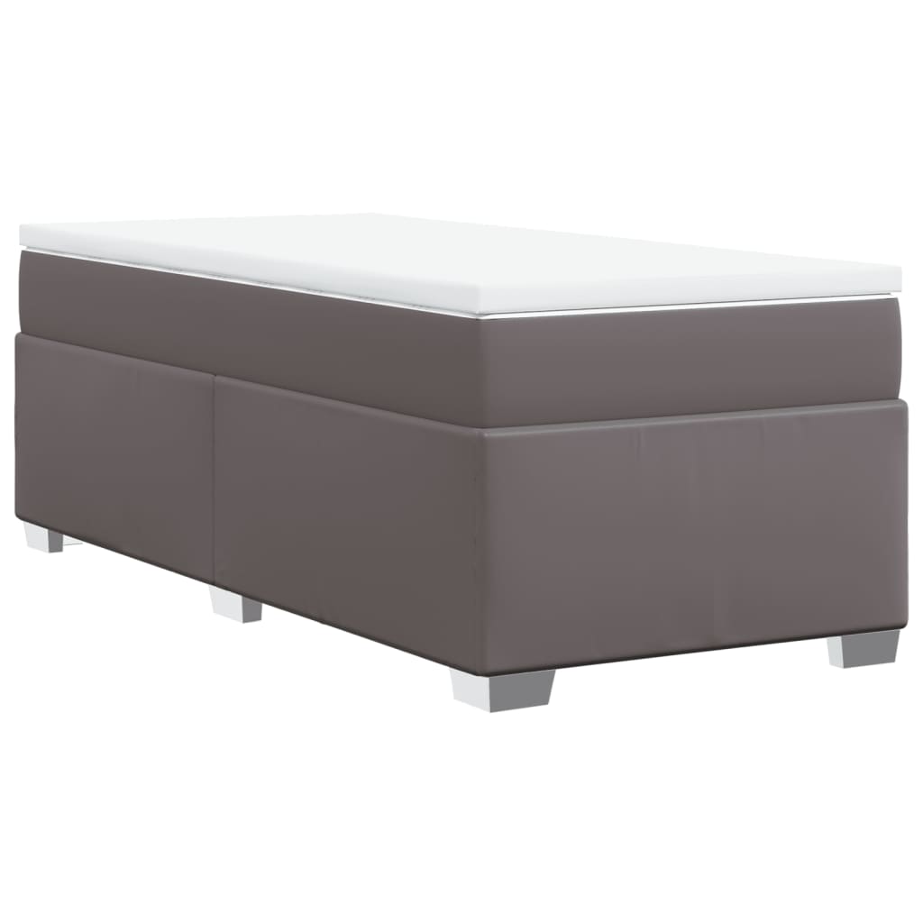 Boxspring met matras kunstleer grijs 80x200 cm is nu te koop bij PeponiXL, paradijselijk wonen!