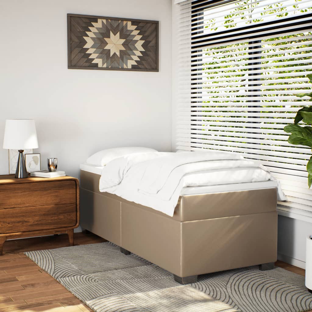 Boxspring met matras kunstleer cappuccinokleurig 80x200 cm is nu te koop bij PeponiXL, paradijselijk wonen!