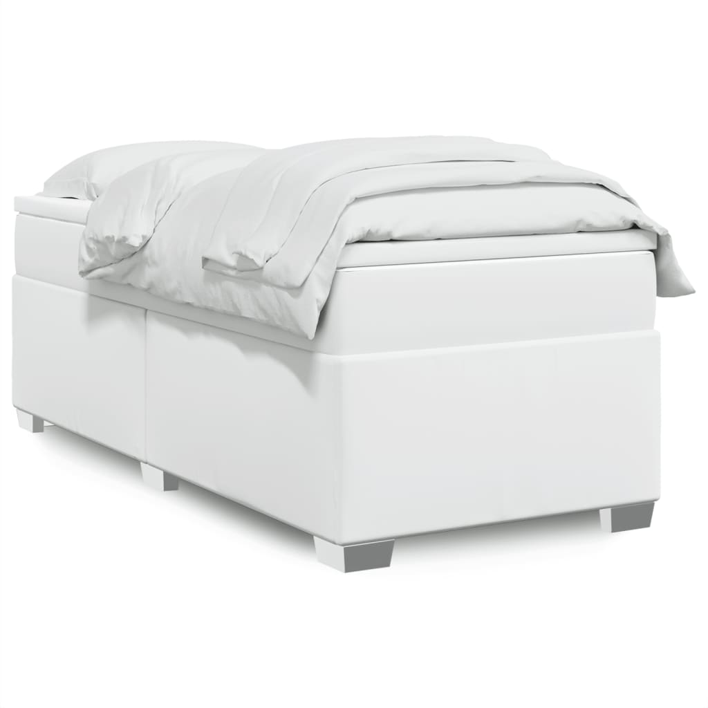 Boxspring met matras kunstleer wit 90x190 cm is nu te koop bij PeponiXL, paradijselijk wonen!