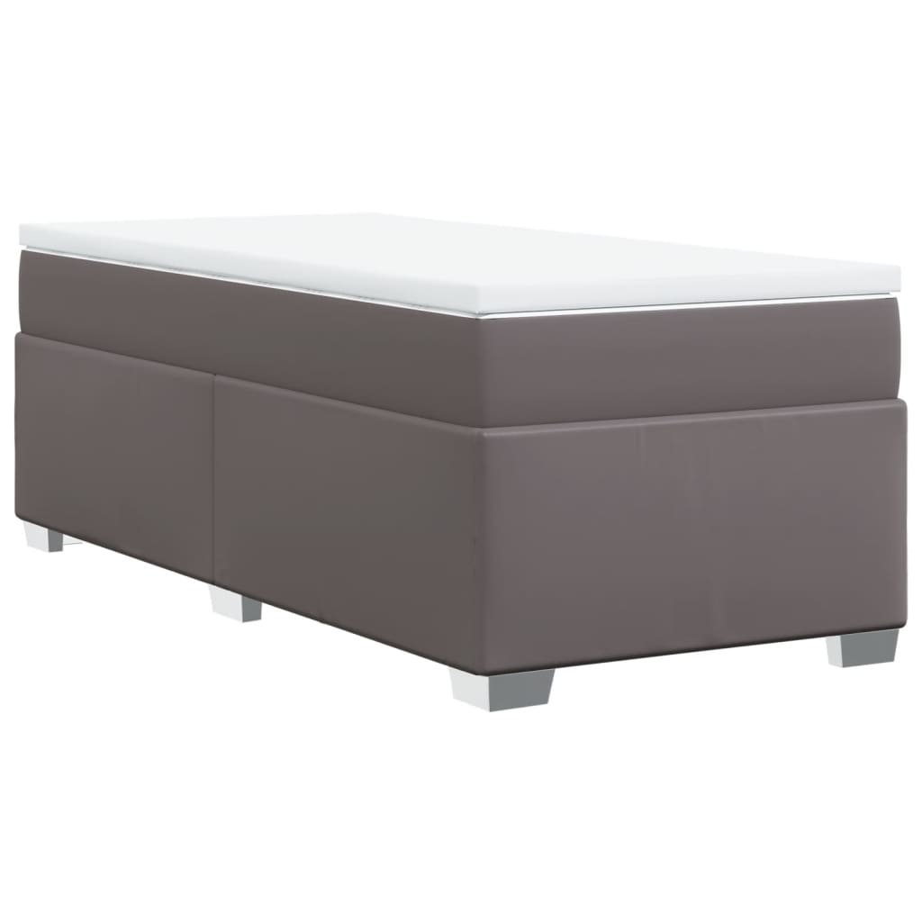 Boxspring met matras kunstleer grijs 90x190 cm is nu te koop bij PeponiXL, paradijselijk wonen!