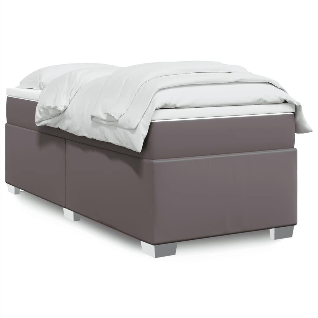 Boxspring met matras kunstleer grijs 90x190 cm is nu te koop bij PeponiXL, paradijselijk wonen!
