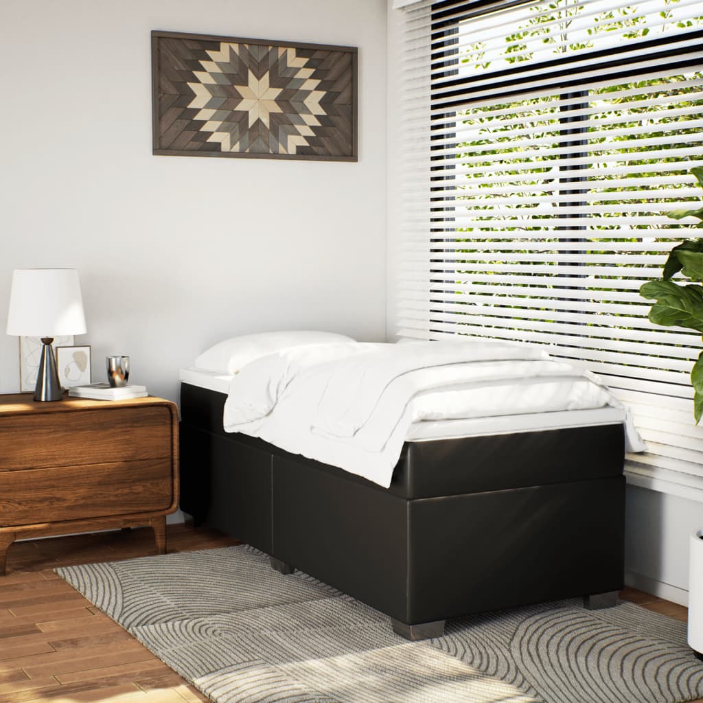 Boxspring met matras kunstleer zwart 100x200 cm is nu te koop bij PeponiXL, paradijselijk wonen!