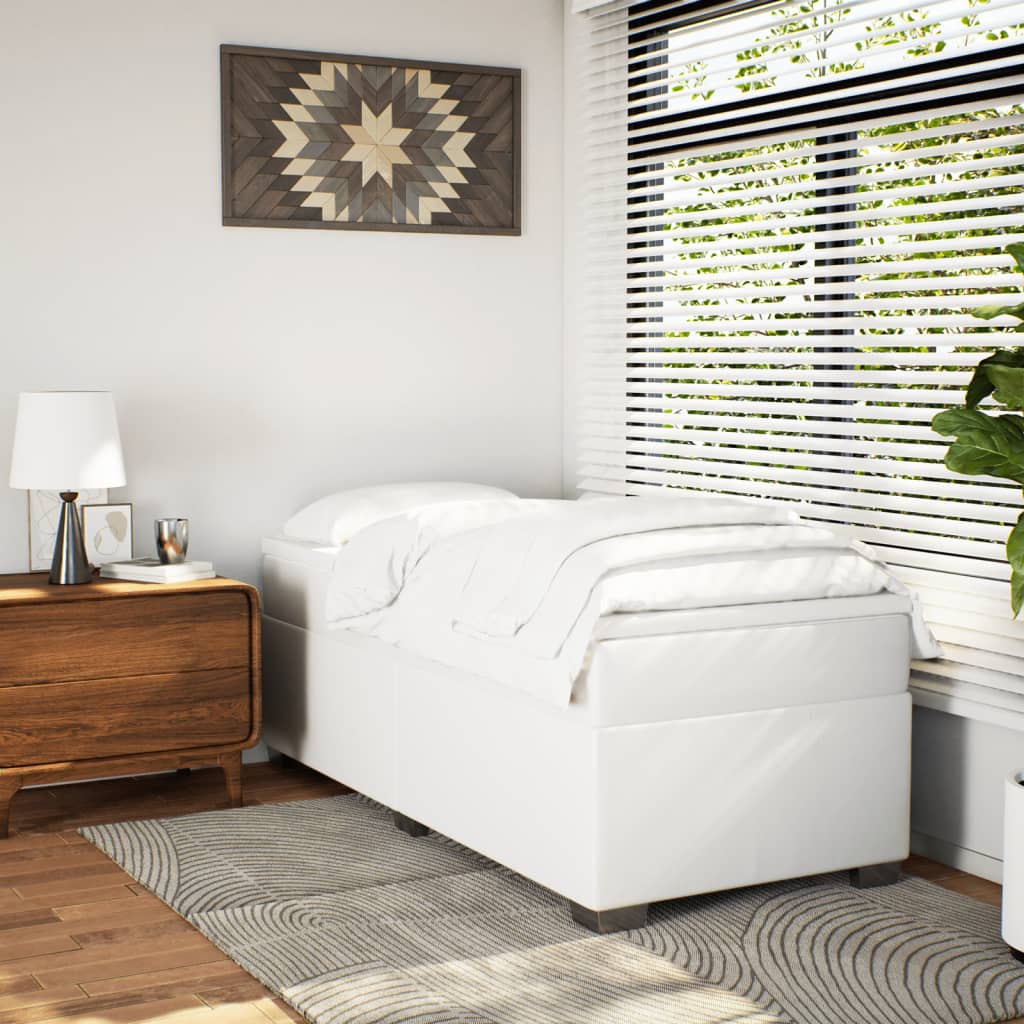 Boxspring met matras kunstleer wit 100x200 cm is nu te koop bij PeponiXL, paradijselijk wonen!