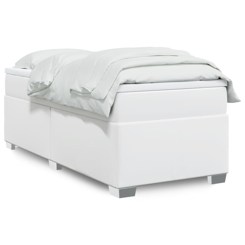 Boxspring met matras kunstleer wit 100x200 cm is nu te koop bij PeponiXL, paradijselijk wonen!