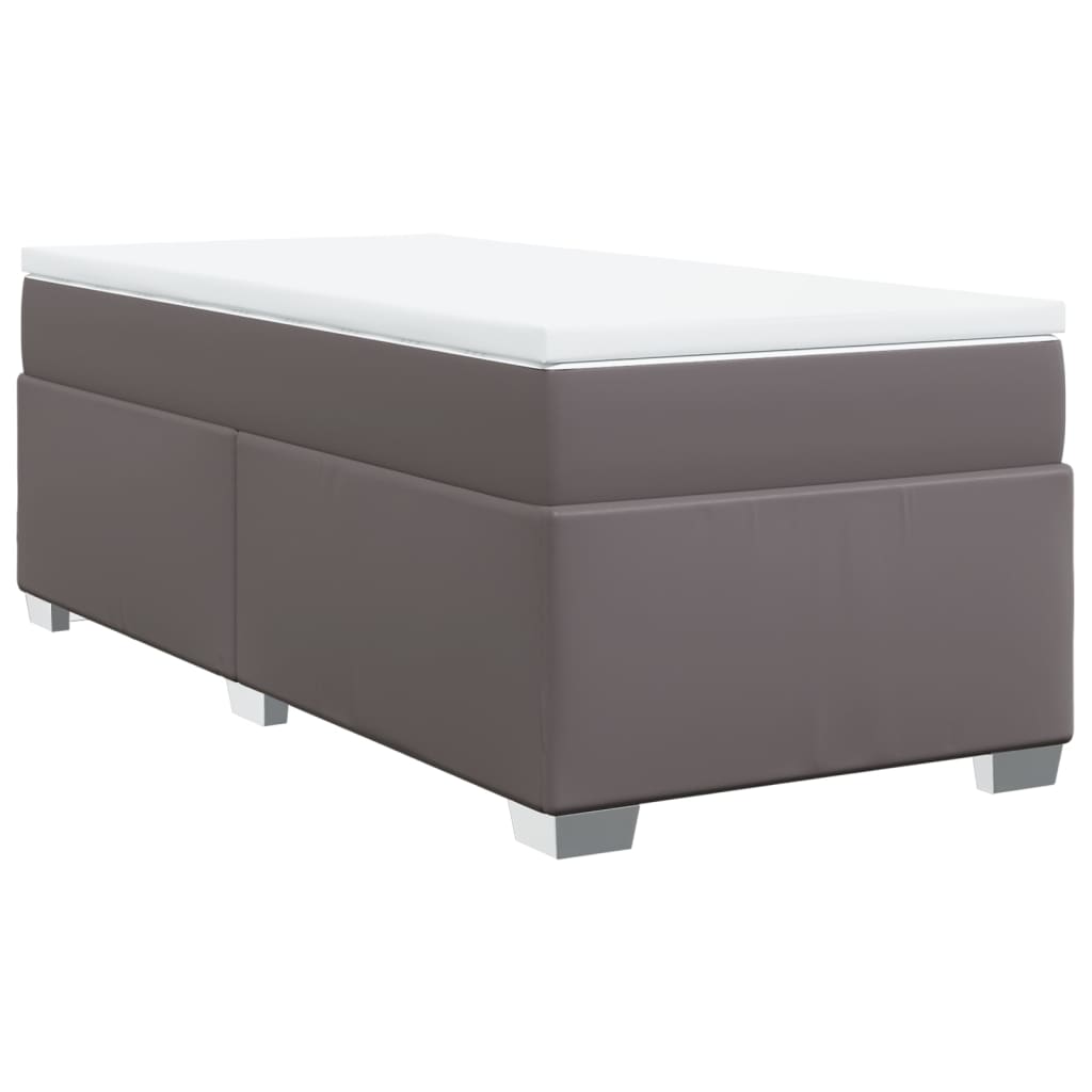 Boxspring met matras kunstleer grijs 100x200 cm is nu te koop bij PeponiXL, paradijselijk wonen!