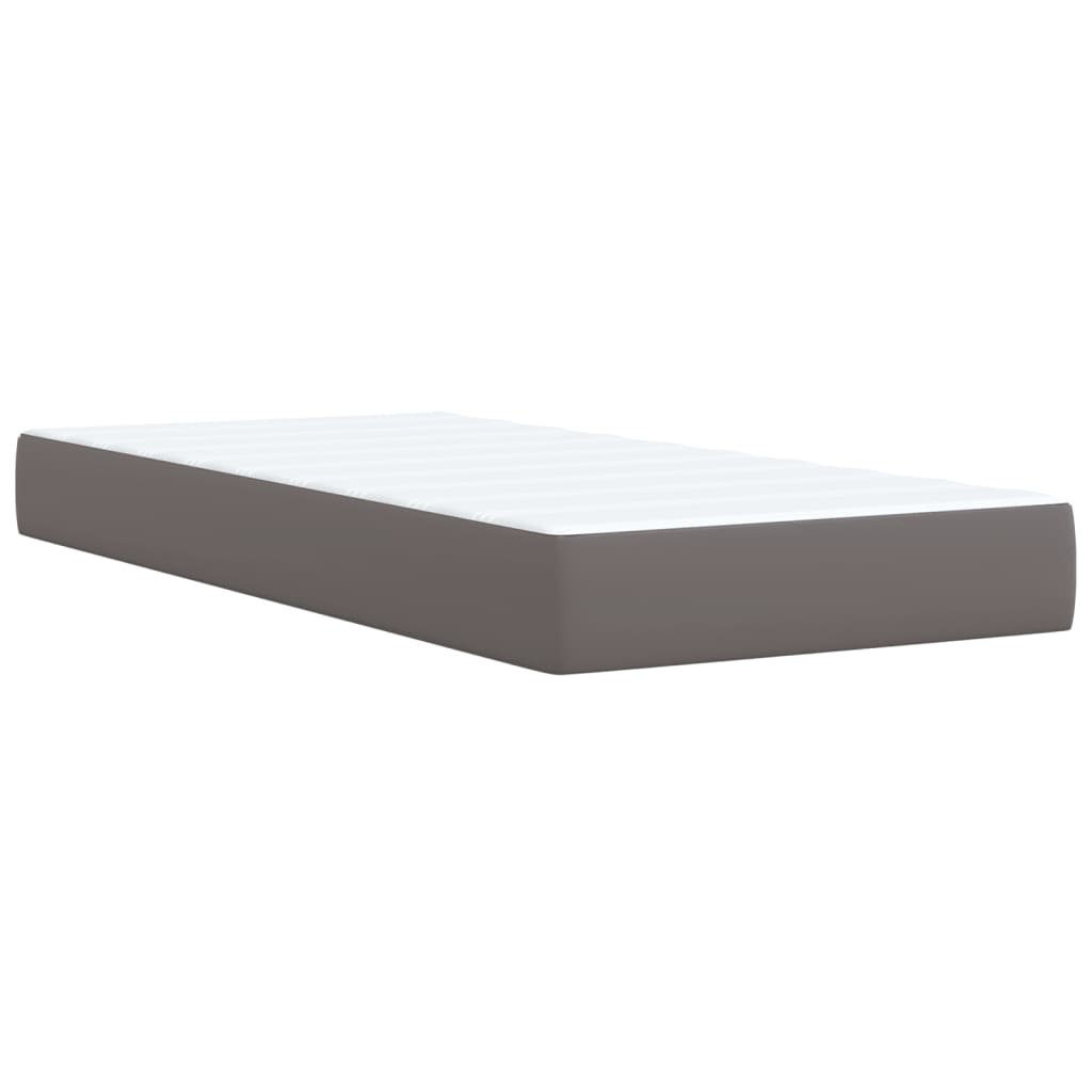 Boxspring met matras kunstleer grijs 100x200 cm is nu te koop bij PeponiXL, paradijselijk wonen!