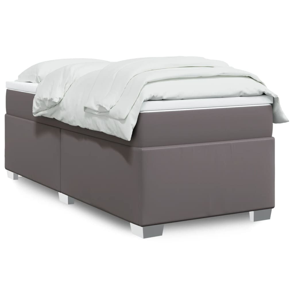 Boxspring met matras kunstleer grijs 100x200 cm is nu te koop bij PeponiXL, paradijselijk wonen!