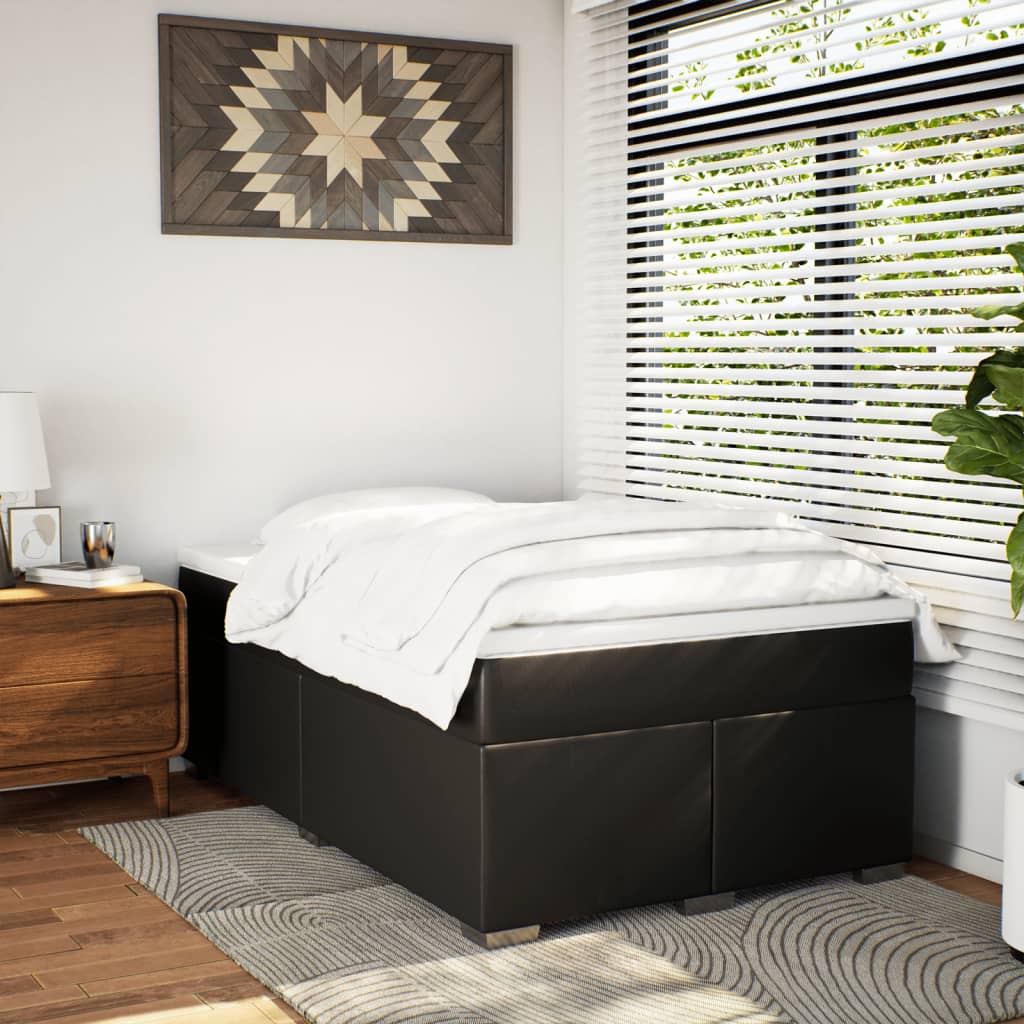 Boxspring met matras kunstleer zwart 120x190 cm is nu te koop bij PeponiXL, paradijselijk wonen!