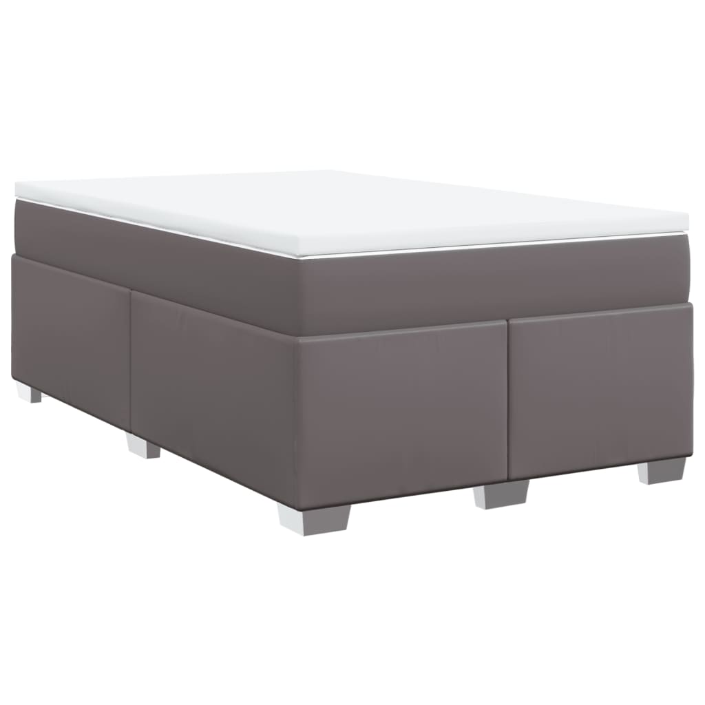 Boxspring met matras kunstleer grijs 120x190 cm is nu te koop bij PeponiXL, paradijselijk wonen!