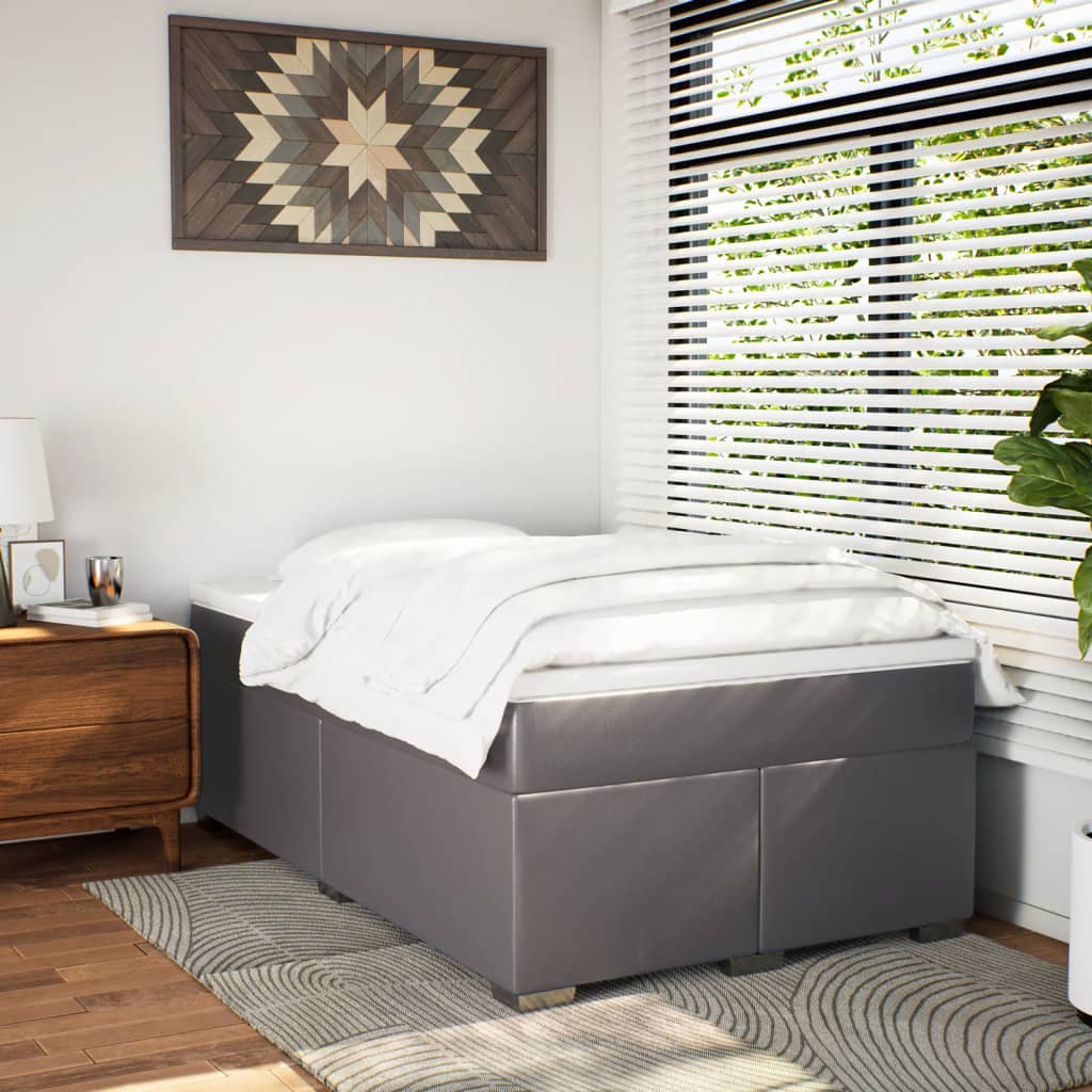 Boxspring met matras kunstleer grijs 120x190 cm is nu te koop bij PeponiXL, paradijselijk wonen!