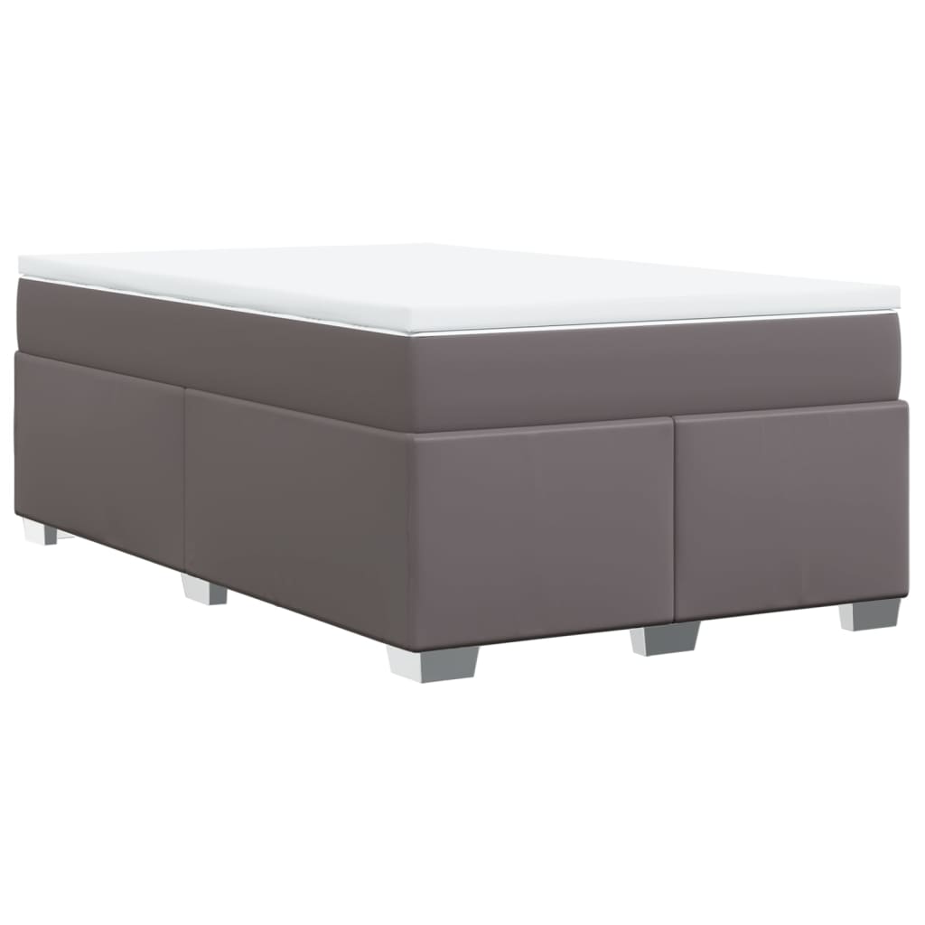 Boxspring met matras kunstleer grijs 120x190 cm is nu te koop bij PeponiXL, paradijselijk wonen!