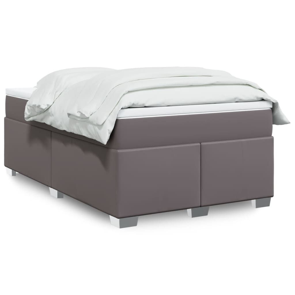 Boxspring met matras kunstleer grijs 120x190 cm is nu te koop bij PeponiXL, paradijselijk wonen!
