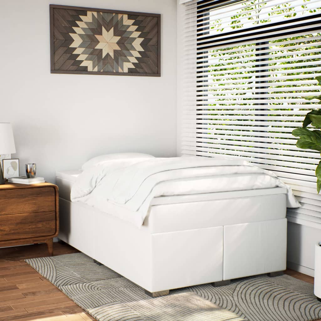 Boxspring met matras kunstleer wit 120x200 cm is nu te koop bij PeponiXL, paradijselijk wonen!