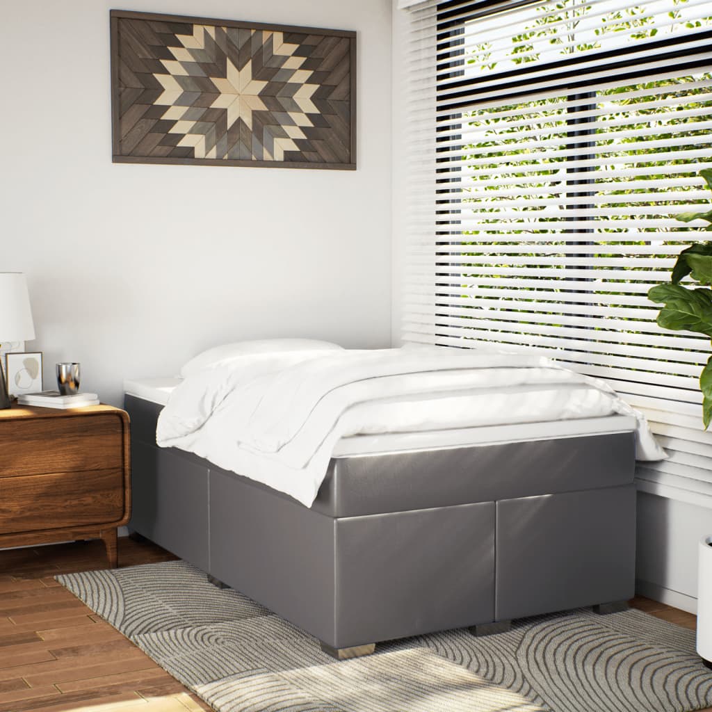 Boxspring met matras kunstleer grijs 120x200 cm is nu te koop bij PeponiXL, paradijselijk wonen!
