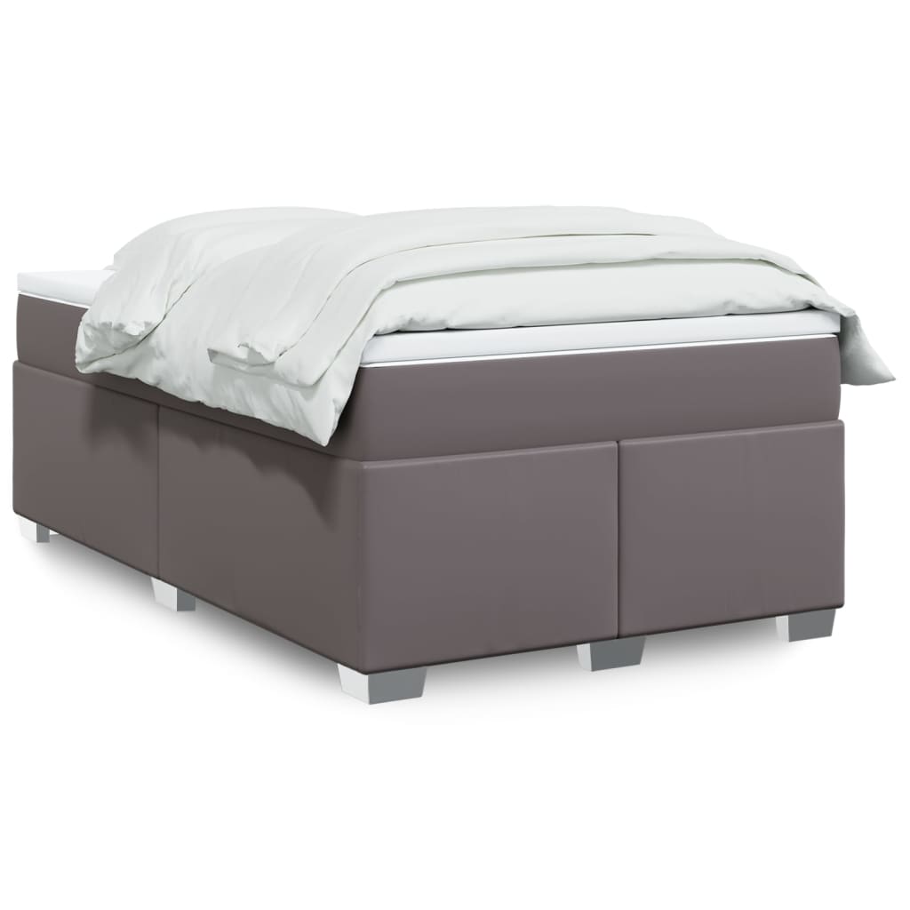 Boxspring met matras kunstleer grijs 120x200 cm is nu te koop bij PeponiXL, paradijselijk wonen!