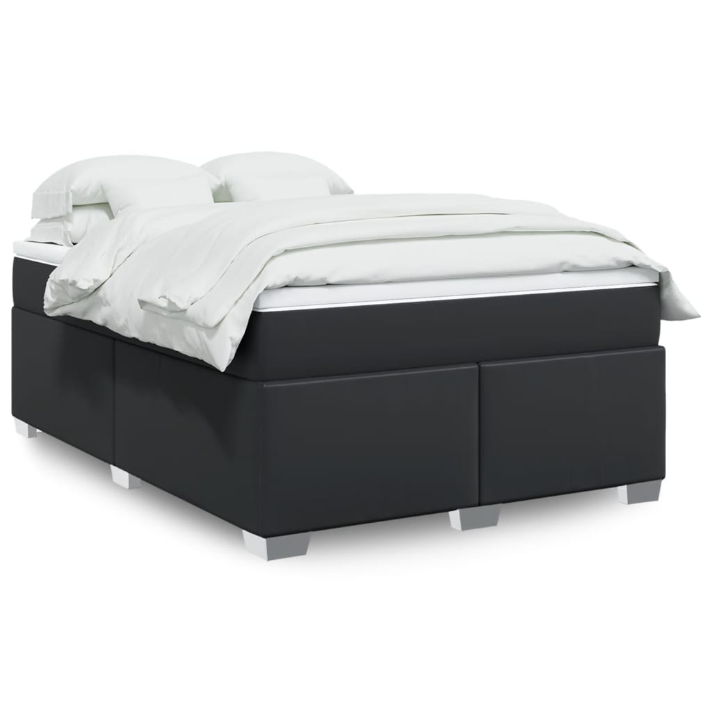 Boxspring met matras kunstleer zwart 140x190 cm is nu te koop bij PeponiXL, paradijselijk wonen!