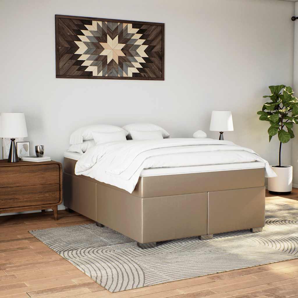 Boxspring met matras kunstleer cappuccinokleurig 140x190 cm is nu te koop bij PeponiXL, paradijselijk wonen!