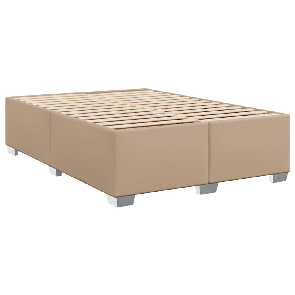Boxspring met matras kunstleer cappuccinokleurig 140x190 cm is nu te koop bij PeponiXL, paradijselijk wonen!